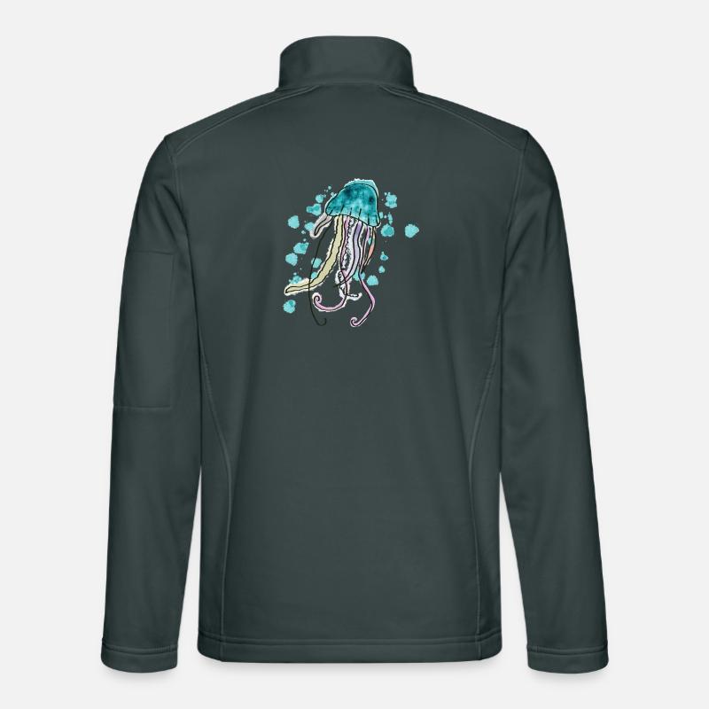 Conception de méduses à l’aquarelle pour les amoureux de la mer Veste en tissu softshell Unisexe