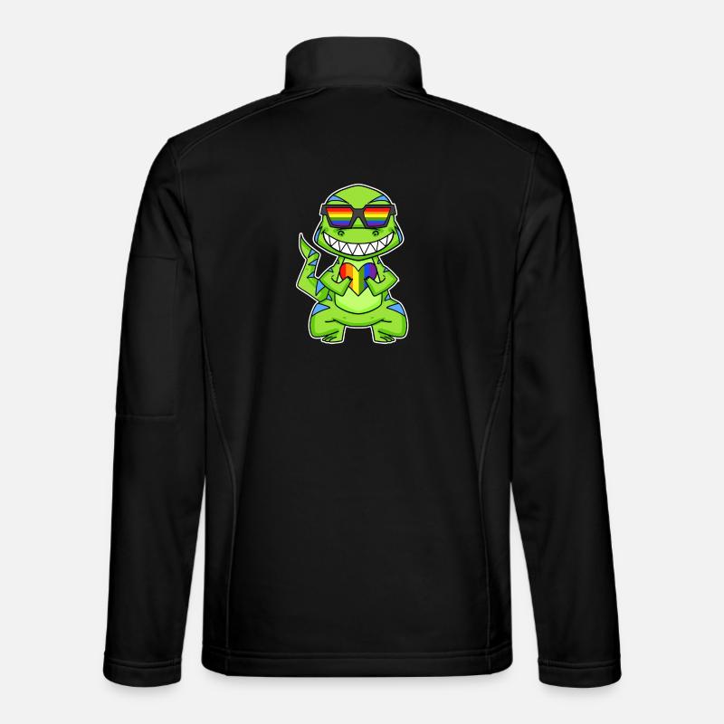 LGBT Tier Dinosaurier Regenbogen Herz - Unisex Softshelljacke - Schwarz