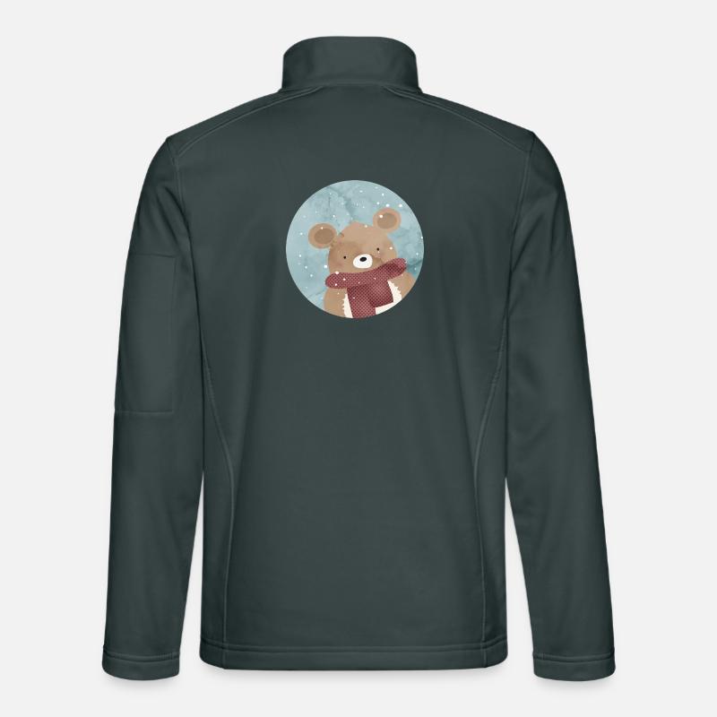 zuckersüßer goldiger Bär im Winter wenn es schneit Unisex Softshelljacke