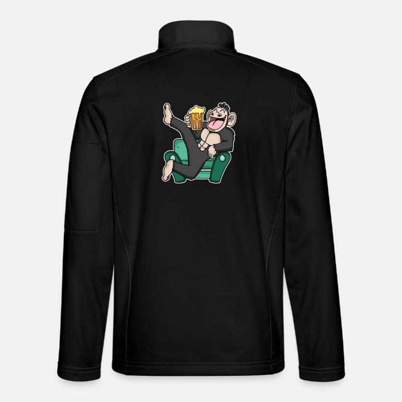Funny monkey drinks beer - Unisex Softshell Jacket - black