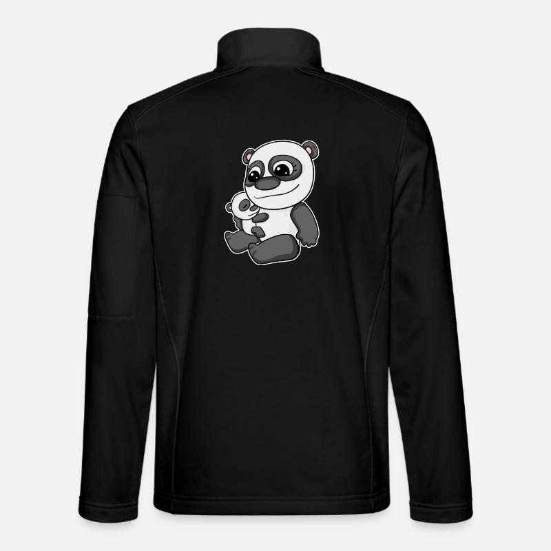 Famille - Panda avec bébé panda - Veste en tissu softshell Unisexe - noir