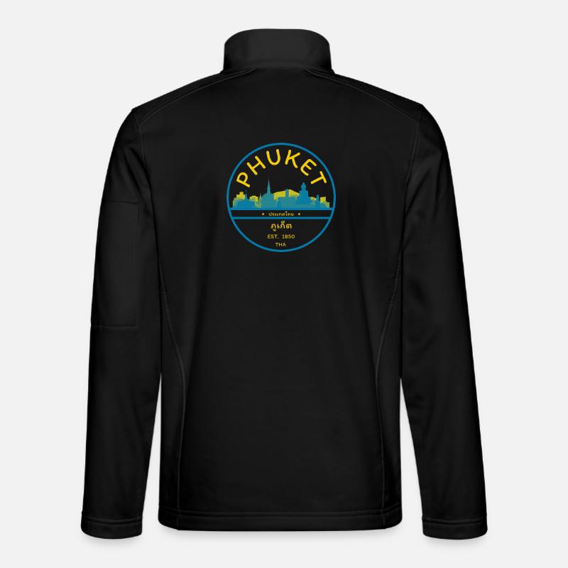 Phuket City Skyline Emblem - Unisex Softshell Jacket - black