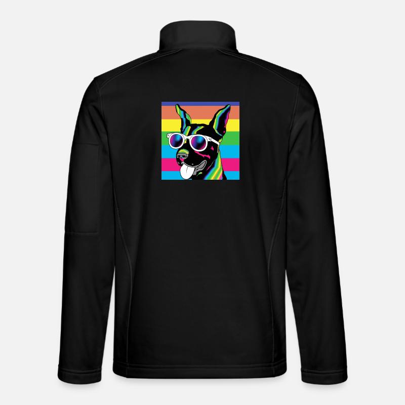 Psychedelic Pup Rainbow Glasses - Unisex Softshell Jacket - black