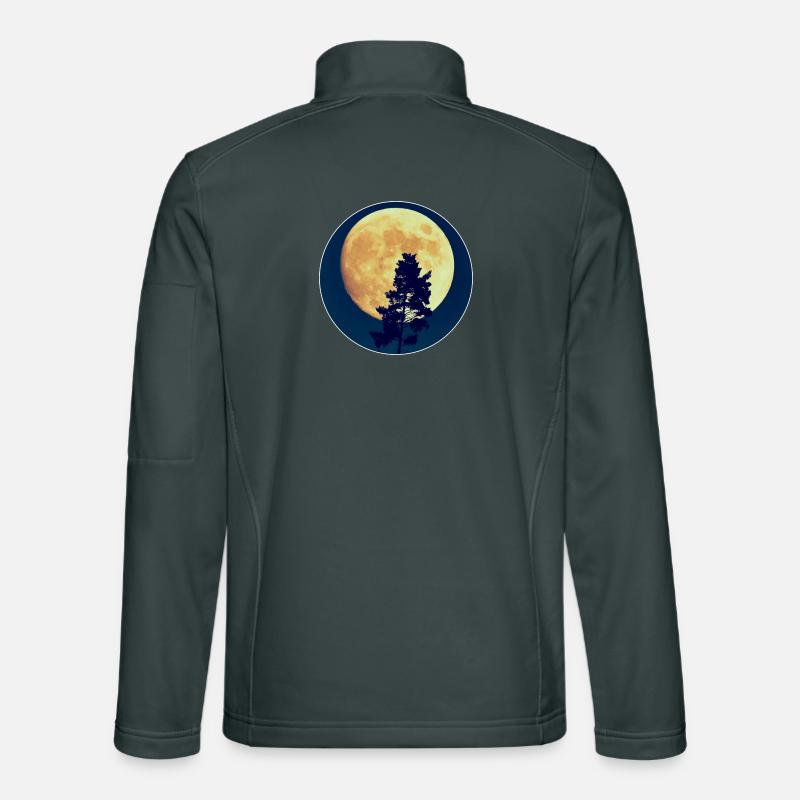 Silhouette de la forêt nocturne au clair de lune Veste en tissu softshell Unisexe