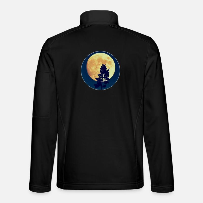 Moonlit Night Forest Silhouette - Unisex Softshell Jacket - black