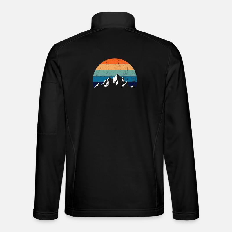 Retro Mountain Sunset Gradient - Unisex Softshell Jacket - black