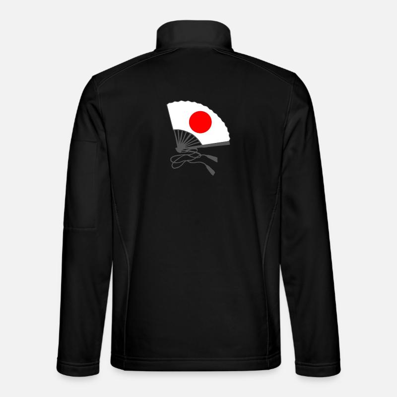 japanflaggen muster, japanischer fächer - Unisex Softshelljacke - Schwarz