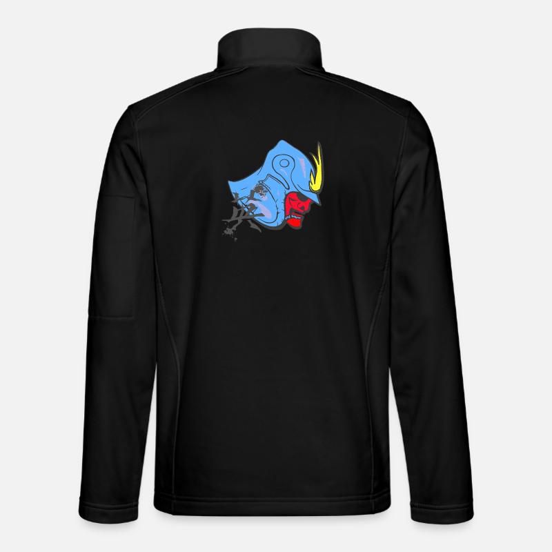 kanjizeichen „Mut“, Samureihelm - Unisex Softshelljacke - Schwarz