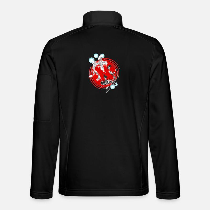japanische kunst, Koi Karpfen schwarz weiß - Unisex Softshelljacke - Schwarz