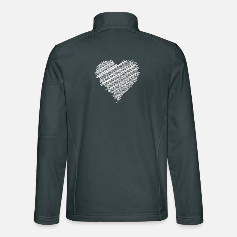 White scribble love heart Unisex Softshell Jacket
