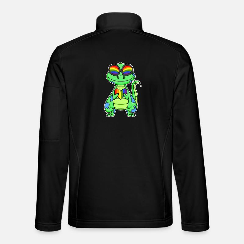 Gay Rainbow Heart Dinosaurs - Unisex Softshell Jacket - black
