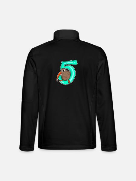 5 Jahre alt - 5. Geburtstag mit Tier Motiv - Unisex Softshelljacke - Schwarz