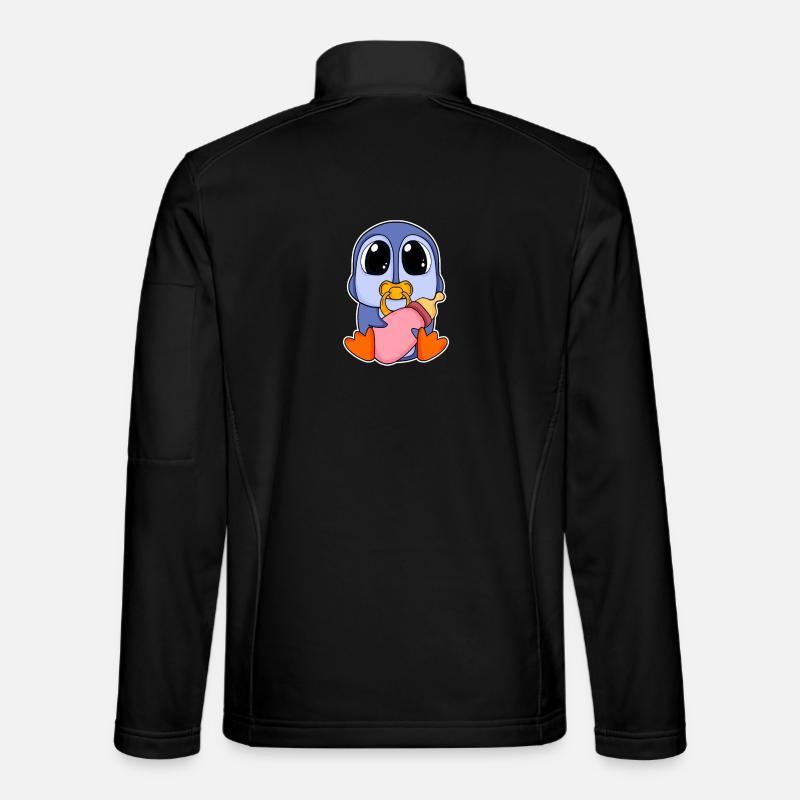 Baby Penguin Motif - Unisex Softshell Jacket - black