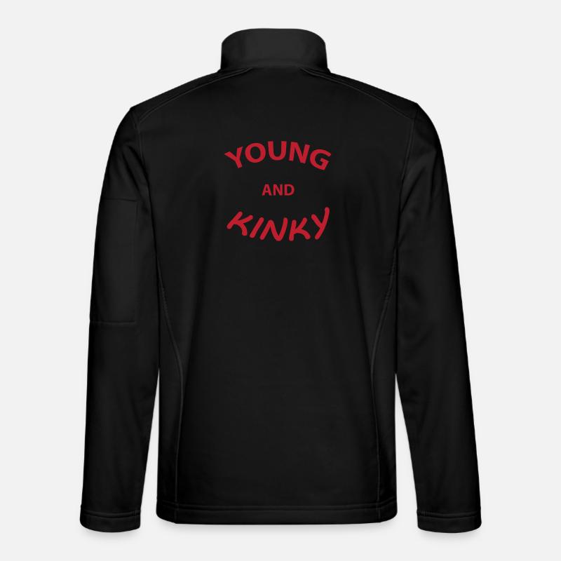 Text T-shirt design Young and Kinky Gift Idea. Unisex Softshell Jacket