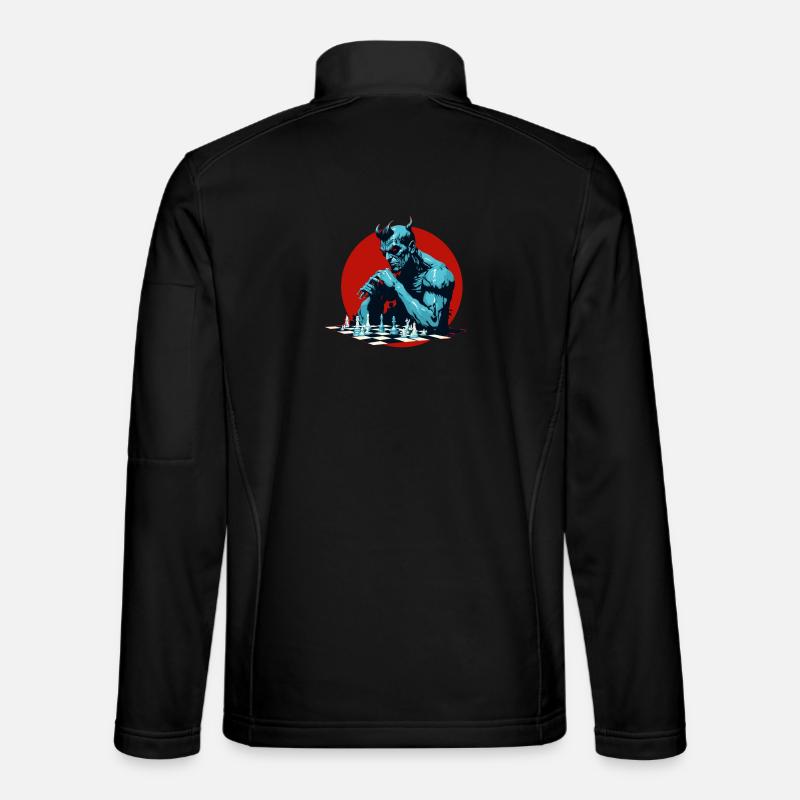 Dämon beim Schachspielen - Unisex Softshelljacke - Schwarz