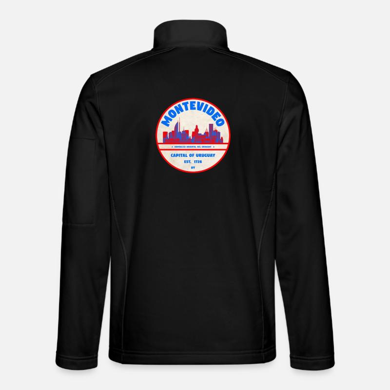 Montevideo Uruguay Skyline Emblem Design - Unisex Softshell Jacket - black