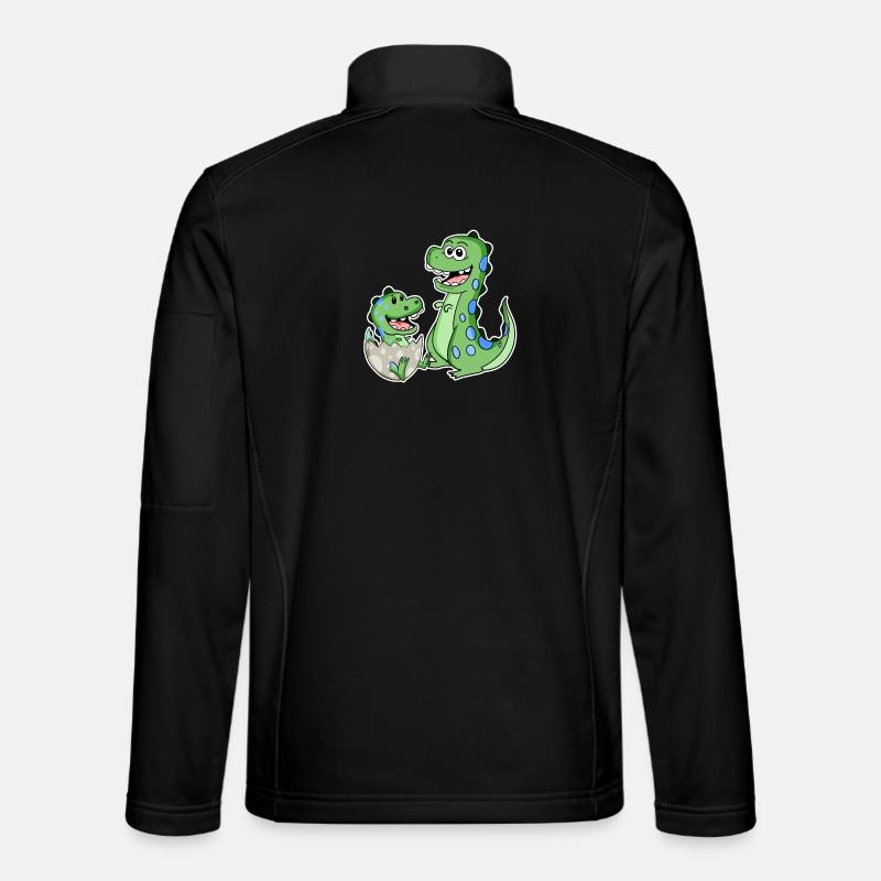 Dinosaur with baby dinosaur - Unisex Softshell Jacket - black