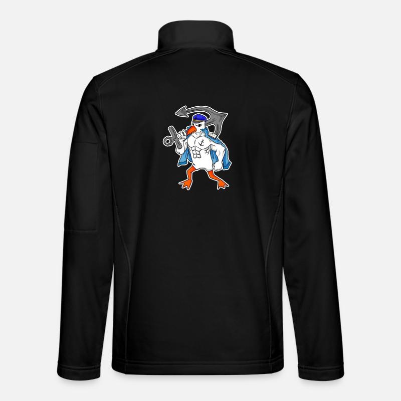Nordsee Möwe mit Anker - Unisex Softshelljacke - Schwarz