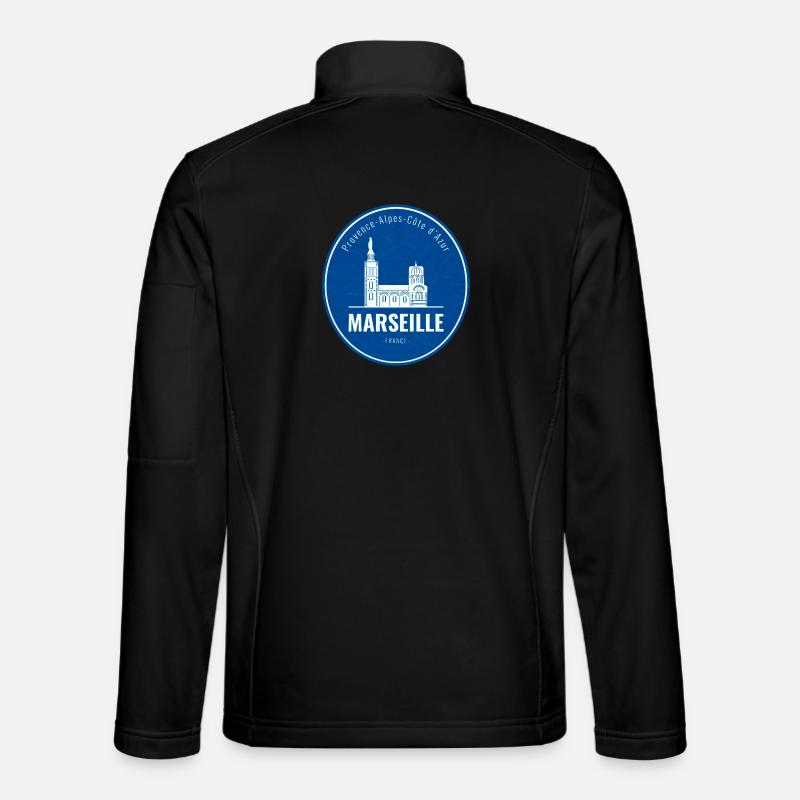 Marseille Blue City Logo - Unisex Softshell Jacket - black