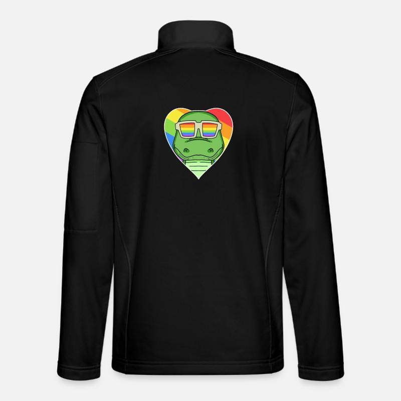 Rainbow - Crocodile with glasses - Unisex Softshell Jacket - black