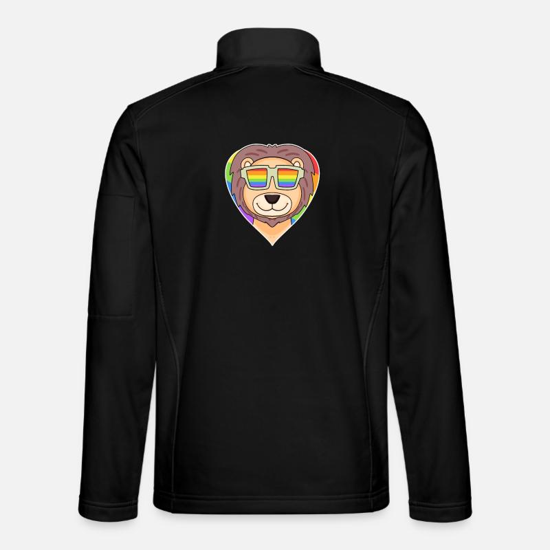 Regenbogen - Löwe mit Brille - Unisex Softshelljacke - Schwarz