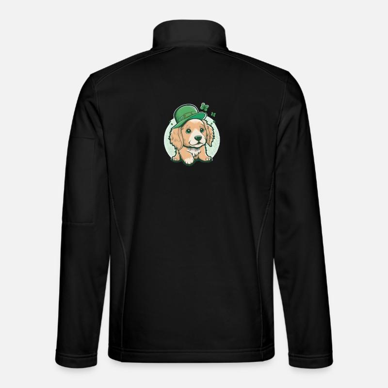 Cartoon Dog St. Patrick's Day - Unisex Softshell Jacket - black