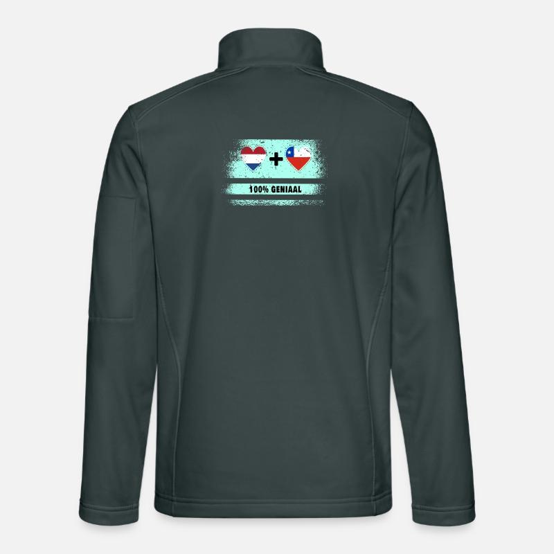 Drapeau 100% Genius du Chili et des Pays-Bas Veste en tissu softshell Unisexe