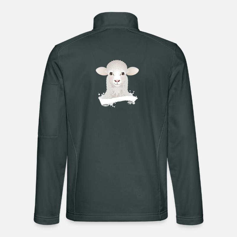 Un mouton mignon comme un portrait avec bannière Veste en tissu softshell Unisexe