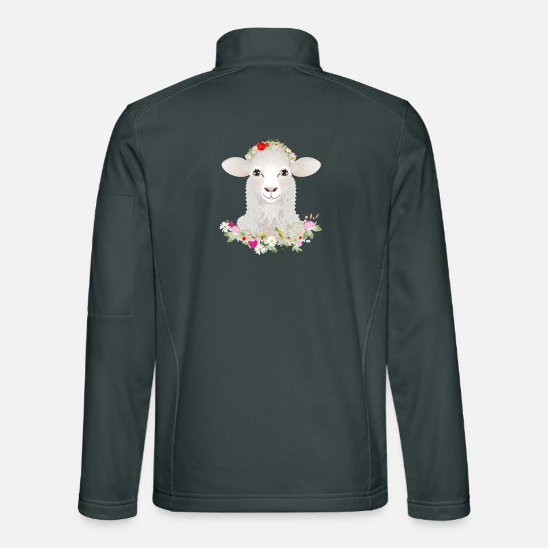 A cute sheep with spring wreath Unisex Softshell Jacket