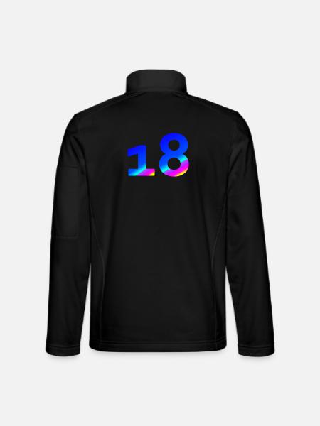 verschenken, 18 blauton mit Farbverlauf - Unisex Softshelljacke - Schwarz - Hinten