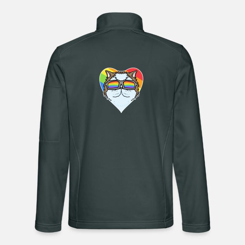 Regenbogen - Katze Perserkatze mit Brille und Herz Unisex Softshelljacke