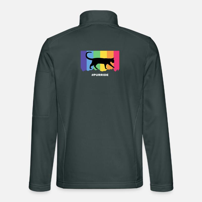 Purride cat silhouette over rainbow stripes Unisex Softshell Jacket
