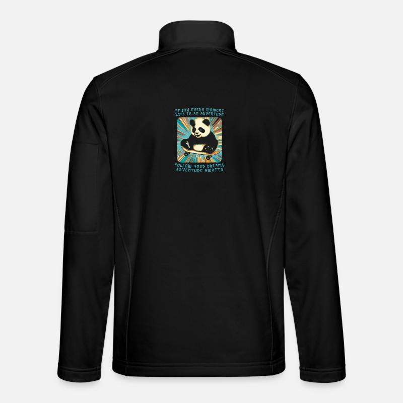 Pandas Abenteuer auf Rädern - Unisex Softshelljacke - Schwarz