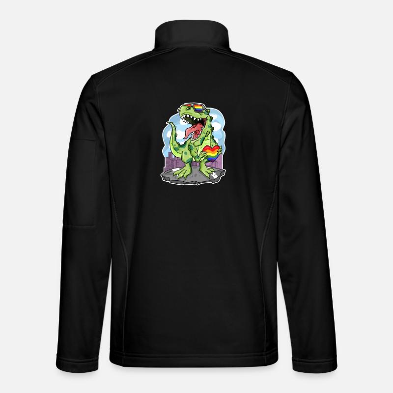 Dino Rainbow Heart Dinosaur - Unisex Softshell Jacket - black
