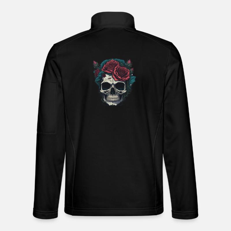 Totenkopf mit Rosen - Unisex Softshelljacke - Schwarz