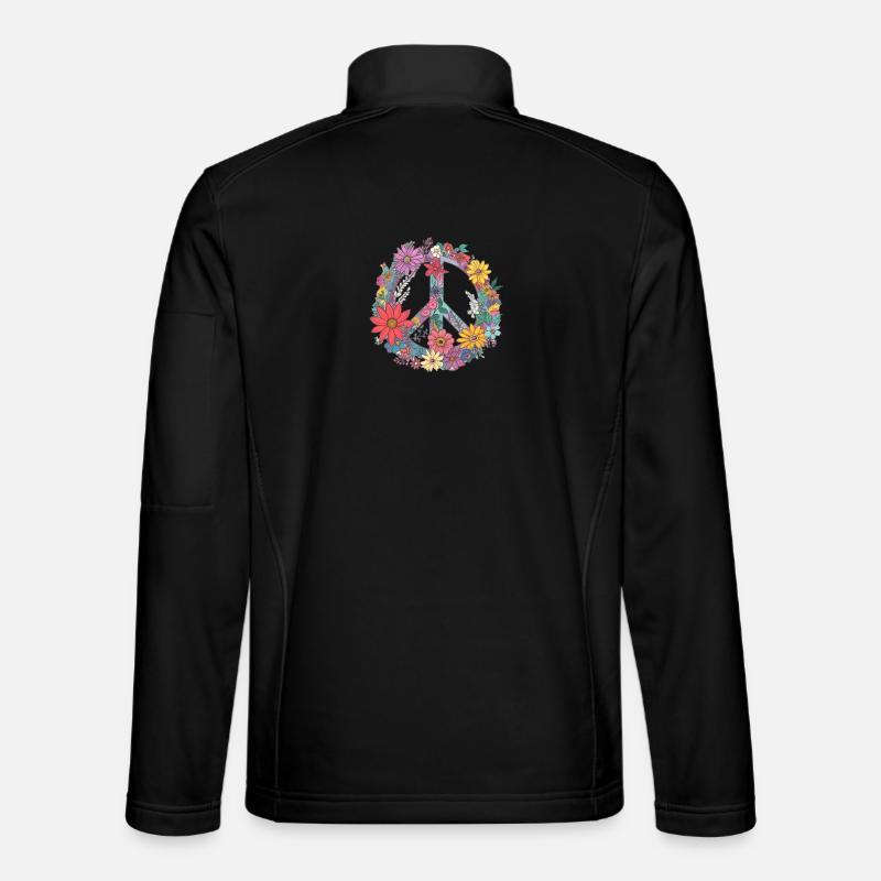 Blumen Peace - Unisex Softshelljacke - Schwarz