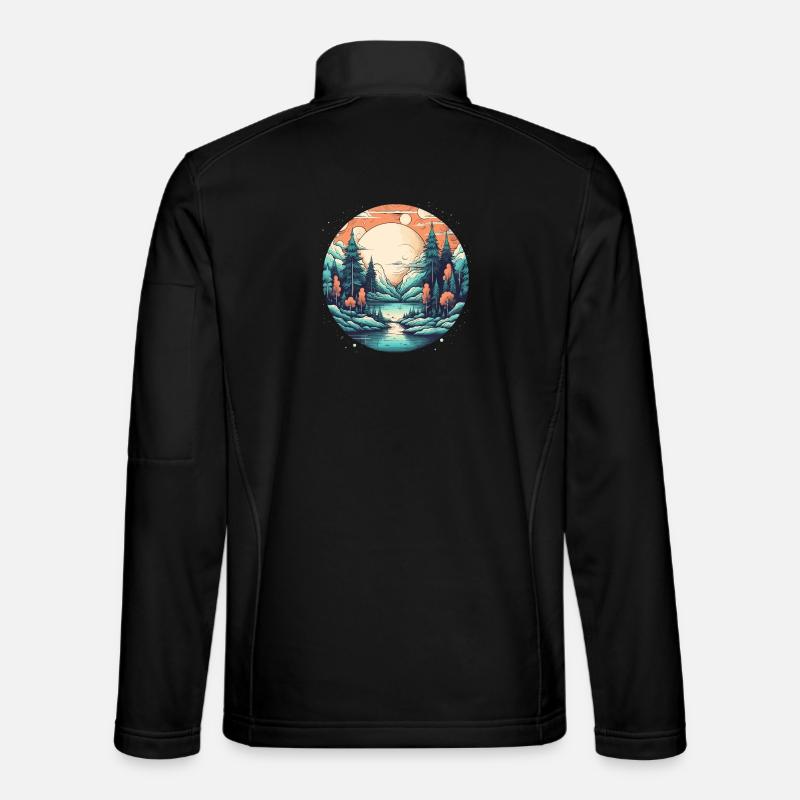 Mondlichtwald am See Unisex Softshelljacke