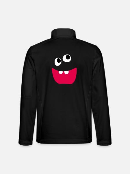 Vilain Monstre Rire Dents Enfants Bande Dessinée Drôle - Veste en tissu softshell Unisexe - noir - Dos