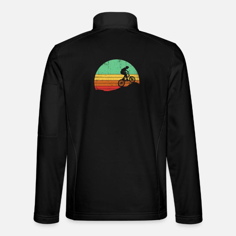 Retro Sonnenuntergang Radfahrer Silhouette - Unisex Softshelljacke - Schwarz