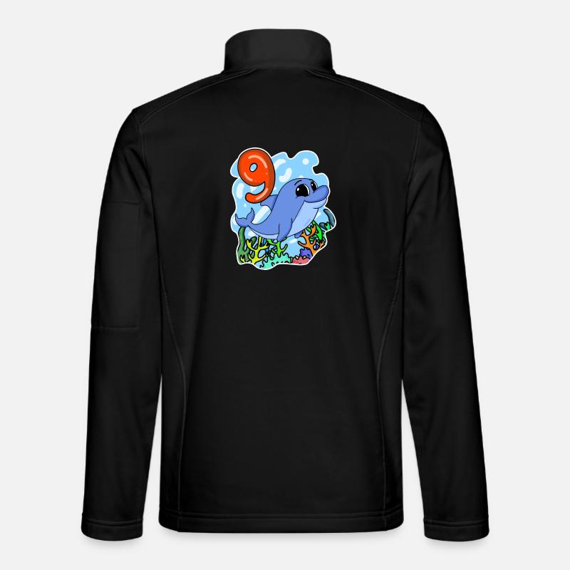 9. Geburtstag Motiv Delfin - neun Jahre - Unisex Softshelljacke - Schwarz