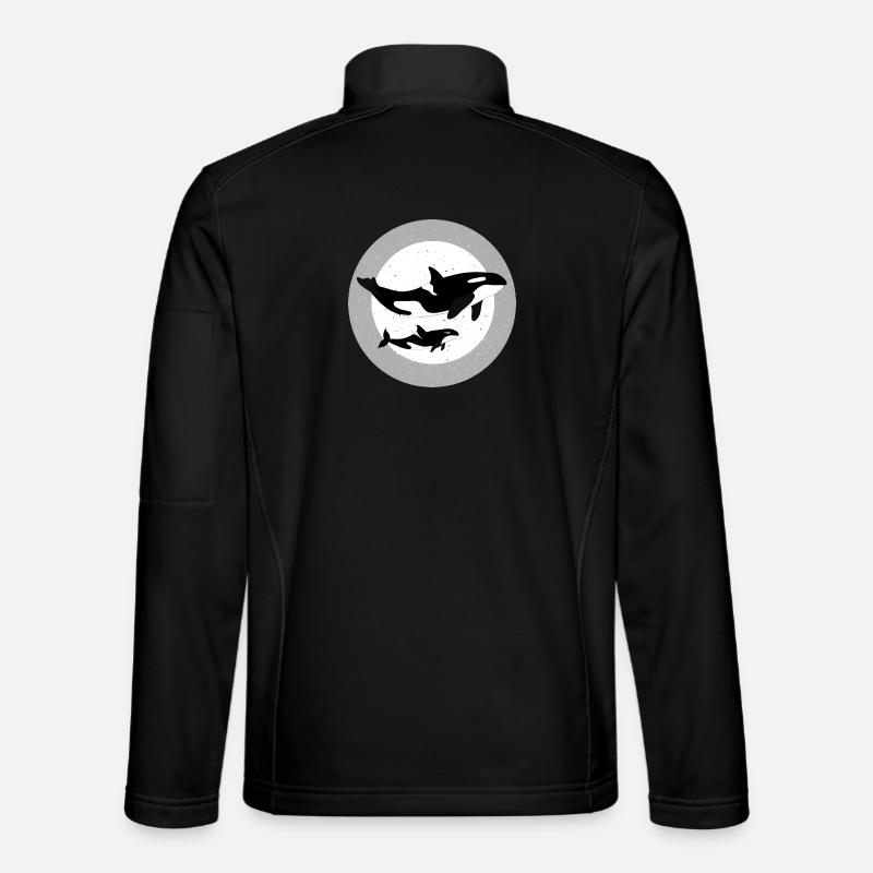Wal und Orca Illustration - Unisex Softshelljacke - Schwarz