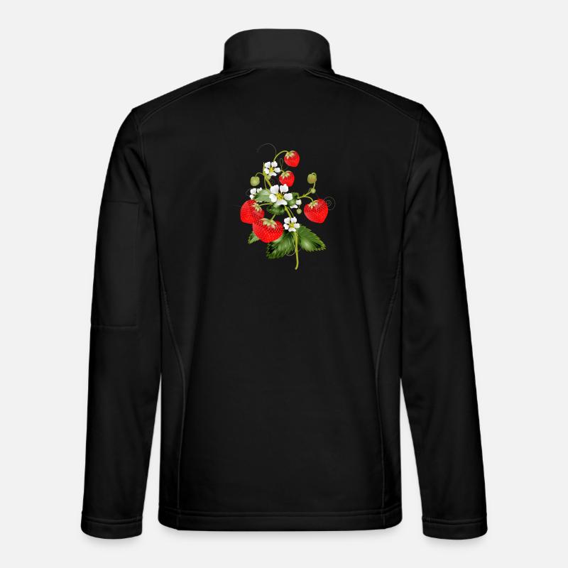 filigrane Erdbeeren Pflanze mit Erdbeeren Blüte - Unisex Softshelljacke - Schwarz