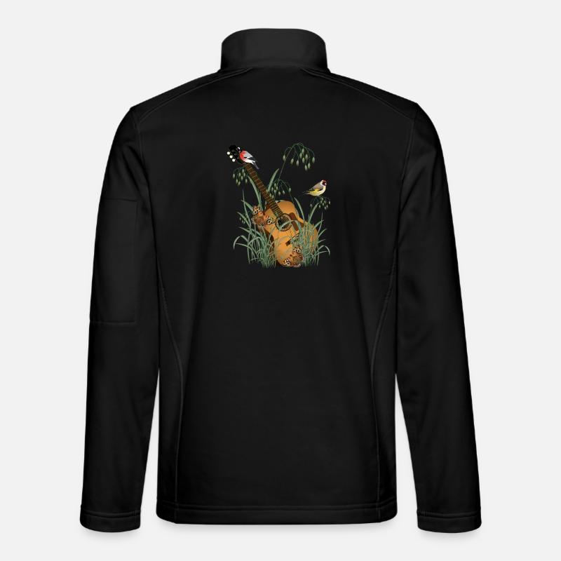 Gitarre im Gras mit Vögel - Unisex Softshelljacke - Schwarz