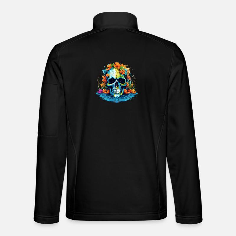 Tropical Flower Skull - Unisex Softshell Jacket - black