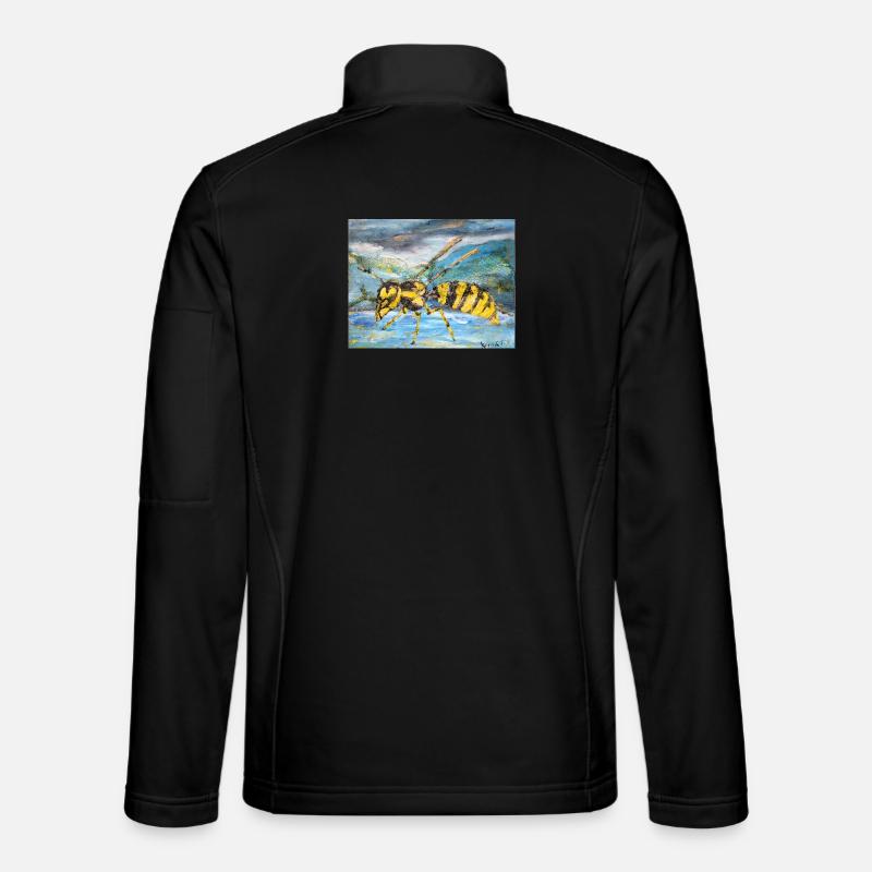 Illustration einer Wespe  - Unisex Softshelljacke - Schwarz