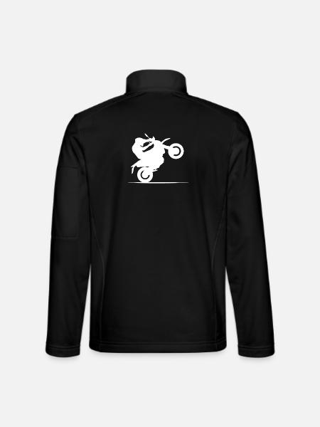 Motorrad Biker Symbol Wheelie Cross Freestyle icon - Unisex Softshelljacke - Schwarz - Hinten