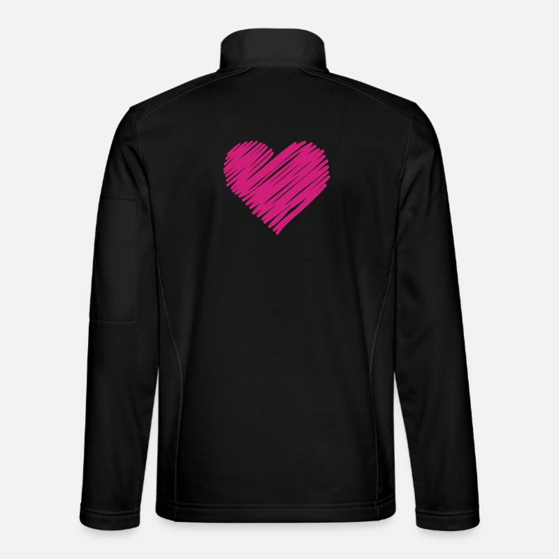 Pinkes Skizzenherz - Unisex Softshelljacke - Schwarz