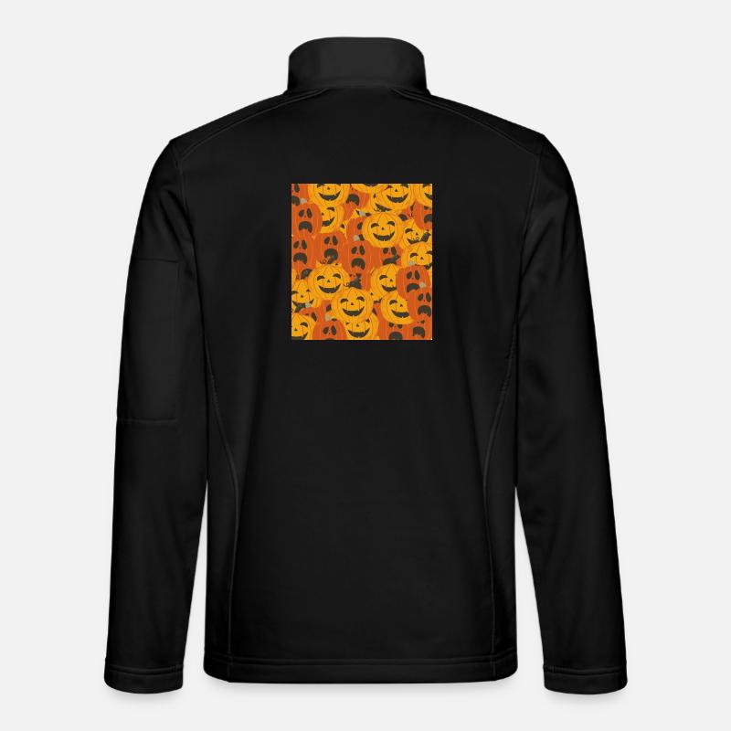 Spooky Pumpkins Halloween Pattern - Unisex Softshell Jacket - black