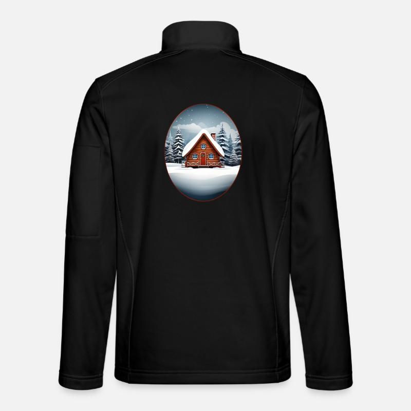 Holzhaus, Weihnachtshütte - Unisex Softshelljacke - Schwarz