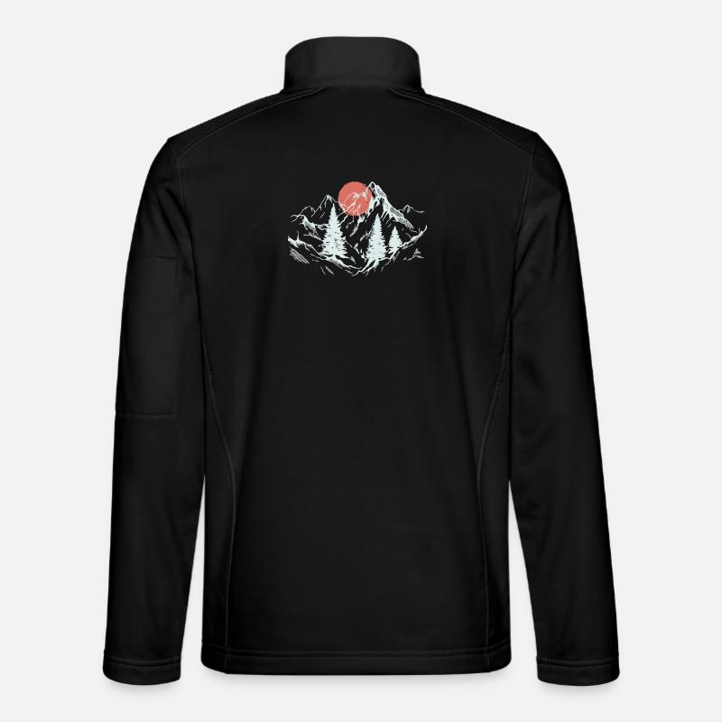 Crimson Sun over Alpine Pines - Unisex Softshell Jacket - black